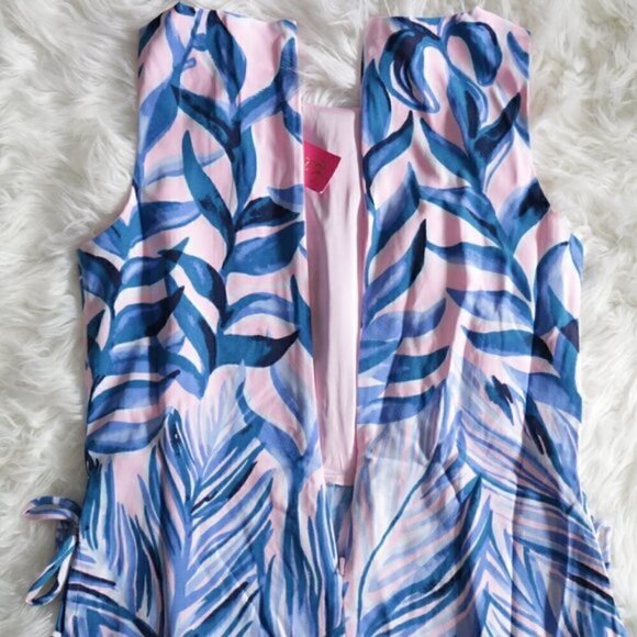 NWT Lilly Pulitzer Donna Engineered Romper Blue Pink Tropics Tint Print Size 2 - Picture 8 of 11